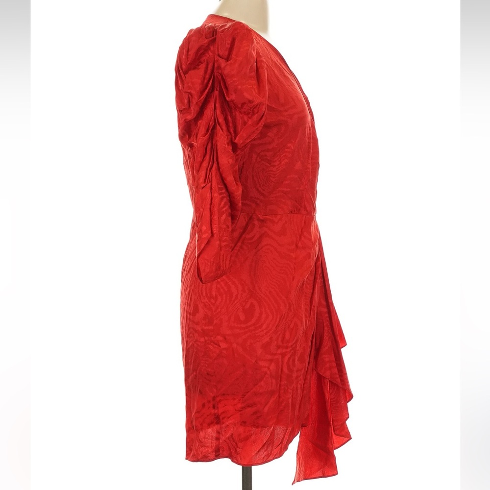 Ronny Kobo Amara Silk-Blend Ruched Puff Sleeve Leopard Party Derby Dress - Picture 5 of 12